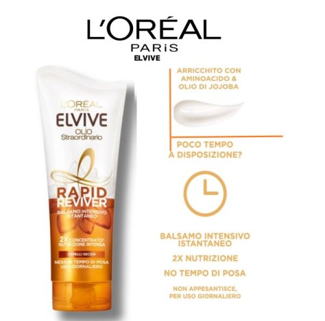 L'Oréal Paris Elvive Olio Straordinario Rapid Reviver 180ml Balsamo Intensivo Istantaneo - 2x Concentrato Nutrizione Intensa per Capelli Secchi 