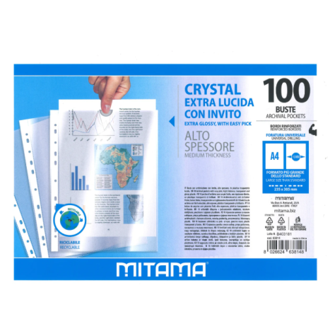MITAMA CF 100 BUSTE FORATE PP F.TO 23 5X30 CON INVITO 