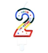 CANDELA  COLORATA NUMERO "2" 9cm