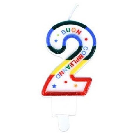 CANDELA COLORATA NUMERO "2" 9cm CANDELA COLORATA NUMERO "2" 9cm