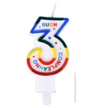 CANDELA  COLORATA NUMERO "3"- 9 CM 