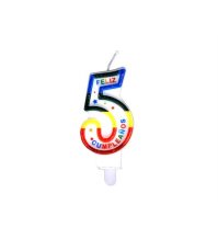 CANDELA  COLORATA NUMERO "5" - 9 CM