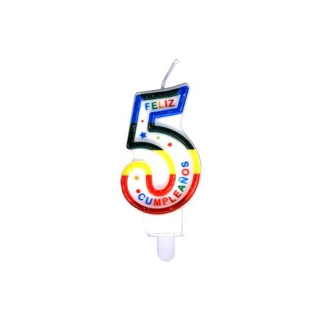 CANDELA COLORATA NUMERO "5" - 9 CM CANDELA COLORATA NUMERO "5" - 9 CM