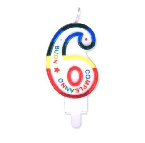 CANDELA  COLORATA NUMERO "6" - 9 CM