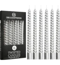 CANDELE A SPIRALE PERLATE COD.ED077 6 PEZZI 