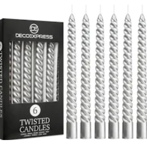 CANDELE A SPIRALE PERLATE COD.ED077 6 PEZZI 