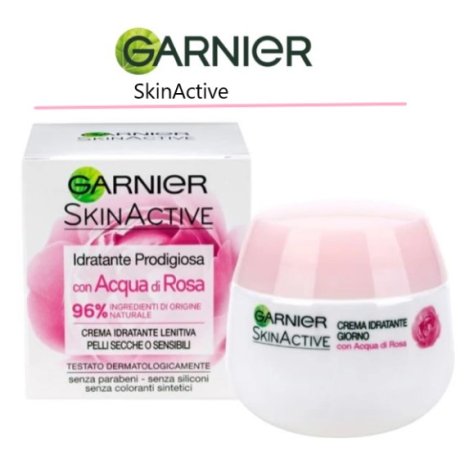 Garnier Skinactive Idratante Prodigiosa con Acqua di Rosa 50 ml - Crema Viso Idratante