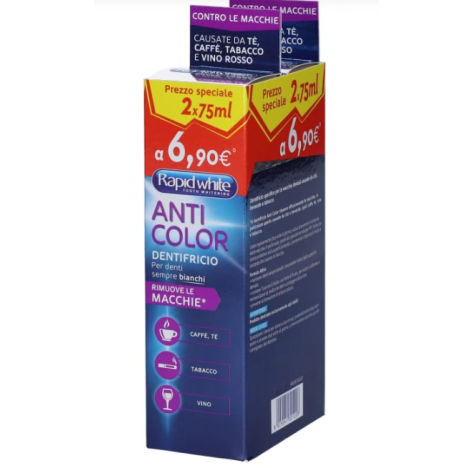 Dentifricio Anti Color Rapid White Bipack 150ml