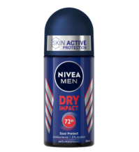 Nivea Men Dry Impact Deodorante Roll on 50 ml, Deodorante uomo per 72h di protezione antitraspirante