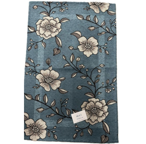 Tappeto in ciniglia con base antiscivolo serie Elisir, colore salvia, ottanio e grigio 60x60 Disteso