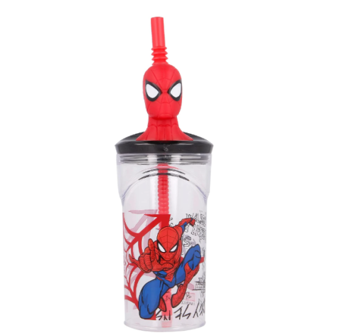 Spiderman Bicchiere Con Cannuccia