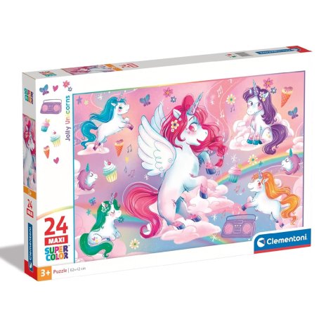 Clementoni Puzzle 24 Maxi Jolly Unicorns – Supercolor Puzzle Bambini 3+ Clementoni Puzzle 24 Maxi Jolly Unicorns – Supercolor Puzzle Bambini 3+