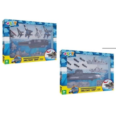 Portaerei con Aerei + Sottomarino con Navi – Set Militari con Accessori (2 Modelli Assortiti) Portaerei con Aerei + Sottomarino con Navi – Set Militari con Accessori (2 Modelli Assortiti)