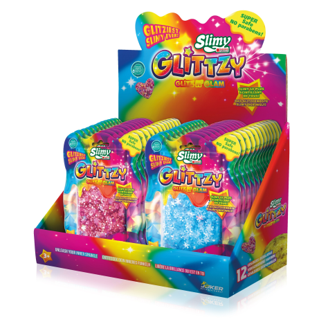 GLOBO Slimy Glittzy 6 Colori 90g (Confezione da 24 pezzi - Codice 43109)