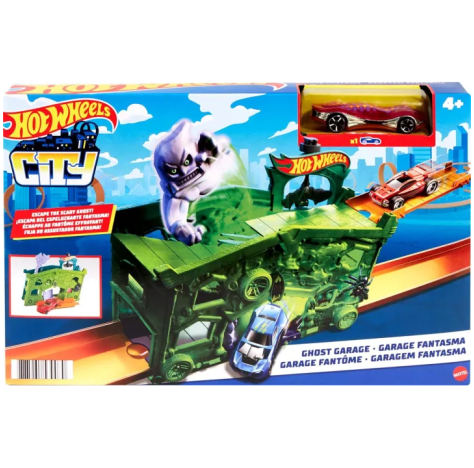 Hot Wheels City Ghost Garage – Playset con Auto Inclusa e Garage Fantasma per Bambini 4+ Anni Mattel