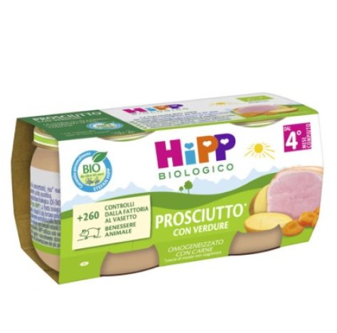 HIPP BIO - OMOGENIZZATO PROSCIUTOO CON VERDURE ( 4+ MESI ) 2X 80  GR 