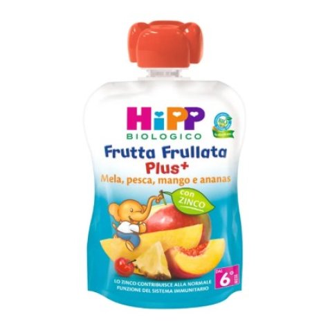 HIPP BIOLOGICO - FRUTTA FRULLATA PLUS+ , Mela Pesca Mango e Ananas ( 6+ MESI ) 