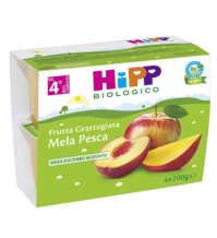 HIPP BIOLOGICO - FRUTTA GRATTUGIATA , Mela e Pesca ( 4+ MESI ) 4X100GR 