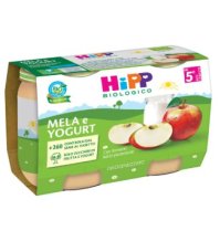 HIPP BIOLOGICO - OMOGENIZZATO FRUTTA , Mela e Yogurt ( 5+ MESI ) 2X125 GR