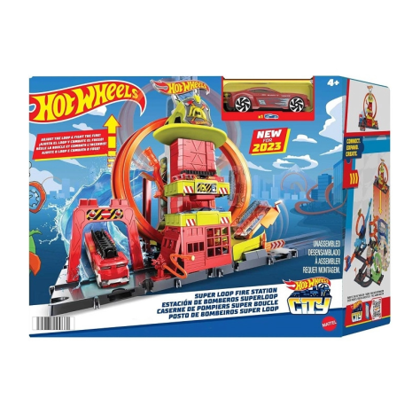 Mattel HKX41 Hot Wheels City Caserma dei Pompieri con Super Loop