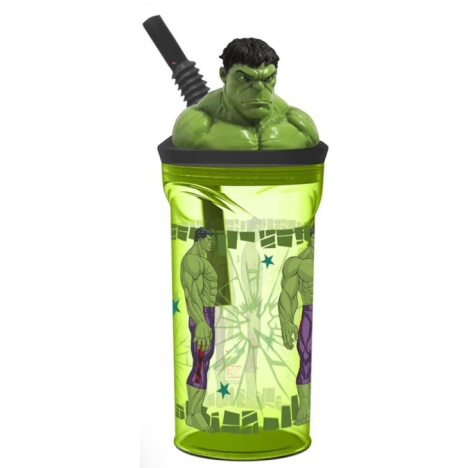 Bicchiere Hulk 3D con Cannuccia