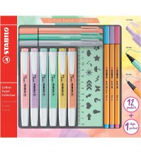 Set Creativo - STABILO Pastel Collection Set - Confezione mista 13 pezzi: 6 swing cool pastel, 3 point 88, 3 pointMax, 1 righello stencil