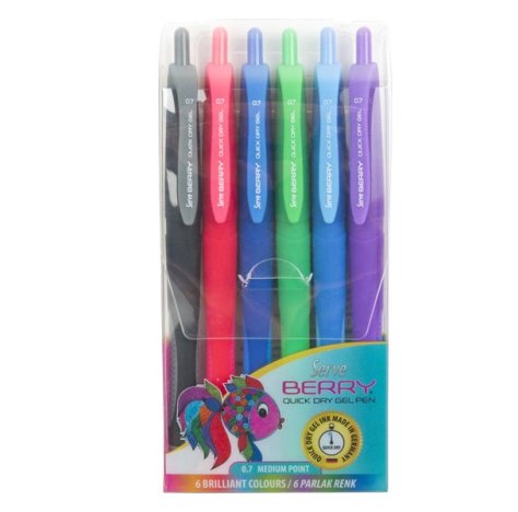 Serve Berry Quick Dry 0.7mm Gel Pen 6 pezzi portafoglio