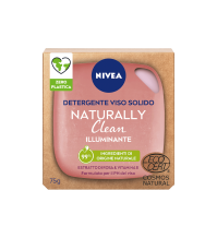 NIVEA (BEIERSDORF SpA) NIVEA NATURALLY CLEAN Detergente Viso Solido Illuminante 75 g, 99% naturale con Vitamina E ed Estratto di Rosa, Detergente naturale con formula vegana