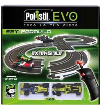 Polistil, Polistil EVO in scala 1:43, estendibile, 2 macchine da corsa, adatto ai bambini +8, Multicolore
