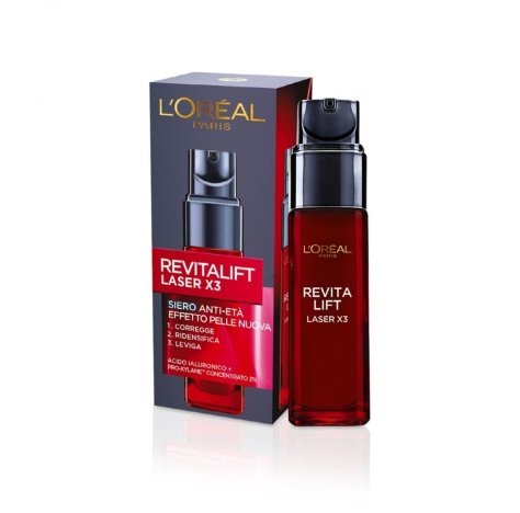 L'OREAL ITALIA SpA DIV. CPD L'Oréal Paris Siero Viso Revitalift Laser X3, Azione Antirughe Anti-Età con Acido Ialuronico e Pro-Xylane, 30 ml