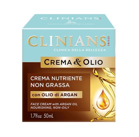 Clinians Crema e Olio 50 ml - Crema Viso Nutriente con Olio di Argan