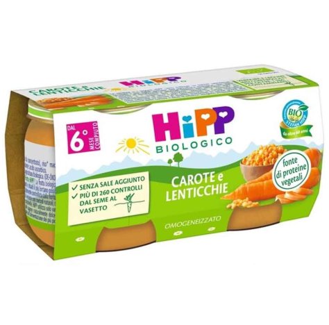 HIPP ITALIA Srl Hipp Bio Omogenizzato carote e lenticchie 2 pezzix80g 