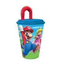 Super Mario Bicchiere Con Cannuccia