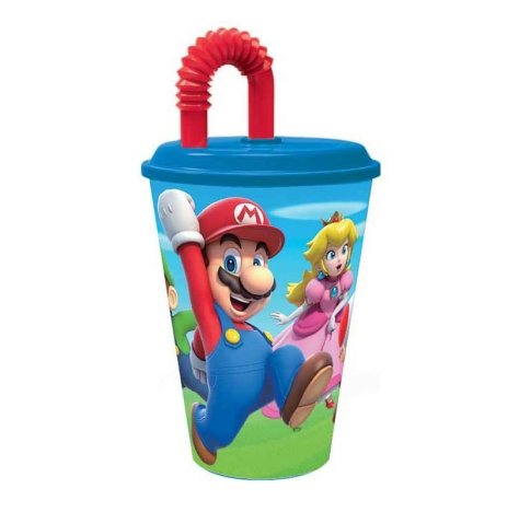 Super Mario Bicchiere Con Cannuccia