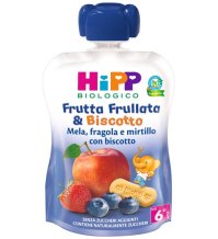 HIPP ITALIA Srl Hipp Bio frutta frullata mela fragola e mirtillo con biscotto