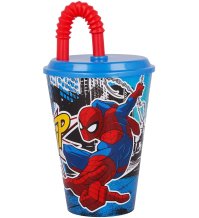 Spiderman Bicchiere Con Cannuccia