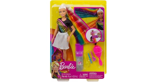 Barbie Bambola Sirena Cambia Colore con Capelli Arcobaleno Mattel GTF89