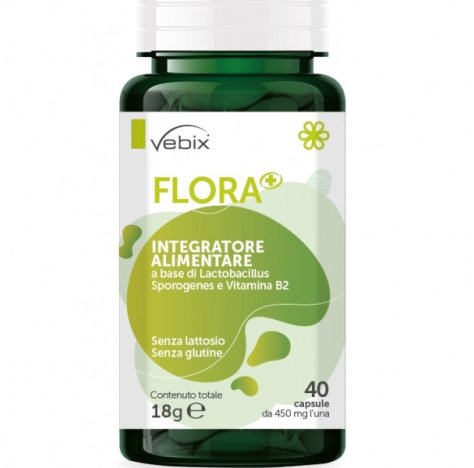 Vebix Nutrients - Flora + Spore Integratore Equilibrio Intestinale, 40 Capsule 