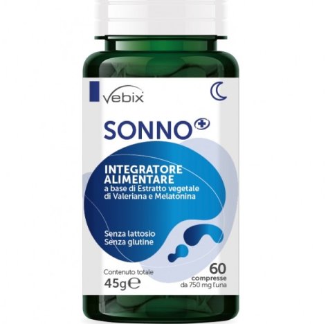 Vebix Nutrients - Sonno+ Integratore Regolazione Sonno e Stress, 60 Compresse 