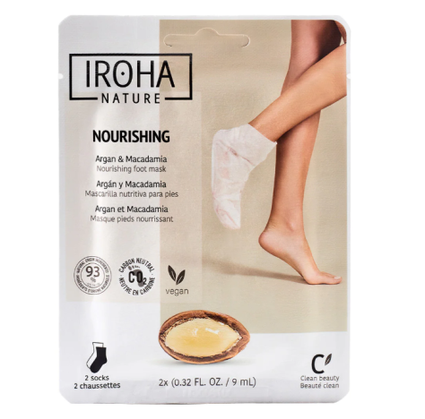 Iroha Nature Calzini Maschera Nutrienti Per Piedi All'Olio Di Argan E Macadamia 2 pz x 9 ml