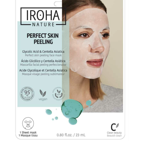 IROHA NATURE Maschera viso in tessuto  Peeling Pelle Perfetta con Acido Glicolico 1 unità
