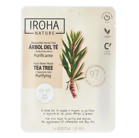 Iroha Nature Maschera Viso In Tessuto Purificante Con Tea Tree E Acido Ialuronico 1 pz x 20 ml