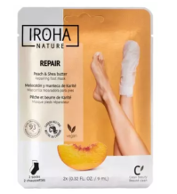  Iroha Nature Maschera Piedi Riparatrice Alla Pesca e al Burro di Karité 2 x 9 ml