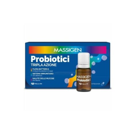 MARCO VITI Massigen Probiotici Tripla Azione 10 flaconcini - Integratore Alimentare