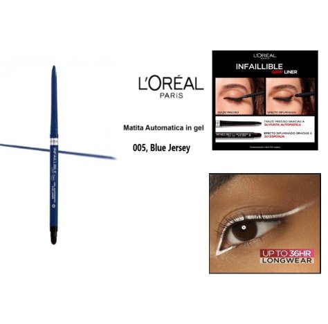 L'OREAL PARIS - MATITA OCCHI INFAILLIBLE 36H GRIP LINER , 005 Blue Jersey 