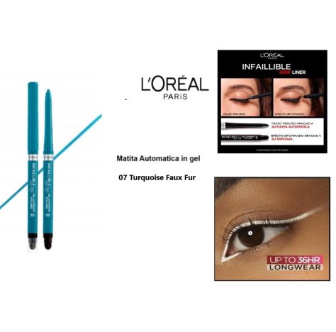 L'OREAL PARIS - MATITA OCCHI INFAILLIBLE 36H GRIP LINER ,  07 Turquoise Faux Fur 