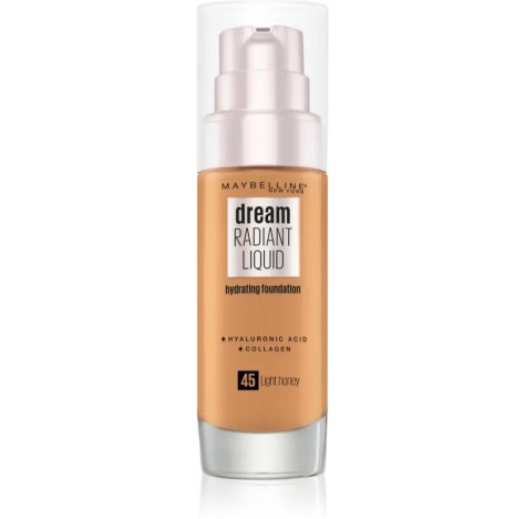 Maybelline New York Fondotinta Dream Radiant Liquid, Fondotinta liquida, 45 Light Honey, 30 ml