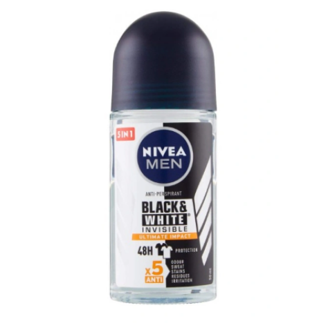 NIVEA MEN DEODORANTE ROLL ON 50ML.INVISIBLE FOR BLACK&WHITE ULTIMATE IMPACT