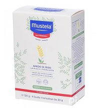 Mustela Amido di Riso – 4 Bustine Monodose da 30 g – Lenitivo per Bagnetto Delicato