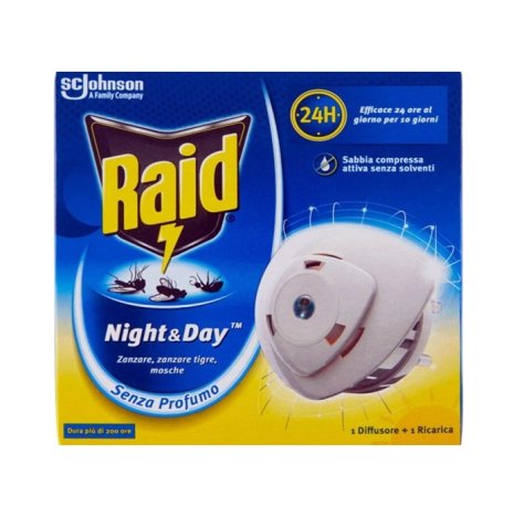RAID ANTIZANZARE NIGHT E DAY 1 DIFFUSORE CON 1 RICARICA 24H 10 GIORNI RAID ANTIZANZARE NIGHT E DAY 1 DIFFUSORE CON 1 RICARICA 24H 10 GIORNI